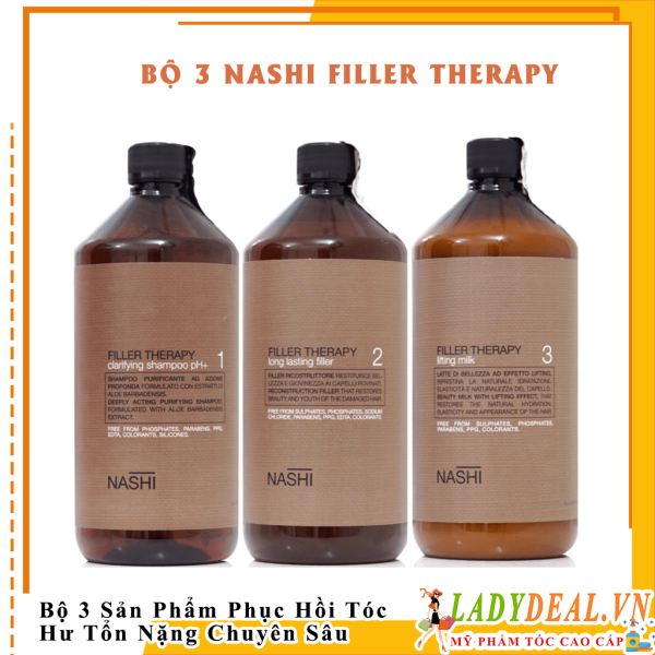 Bộ 3 Sản Phẩm Phục Hồi Tóc Hư Tổn Năng Nashi Filler Therapy 1000ml